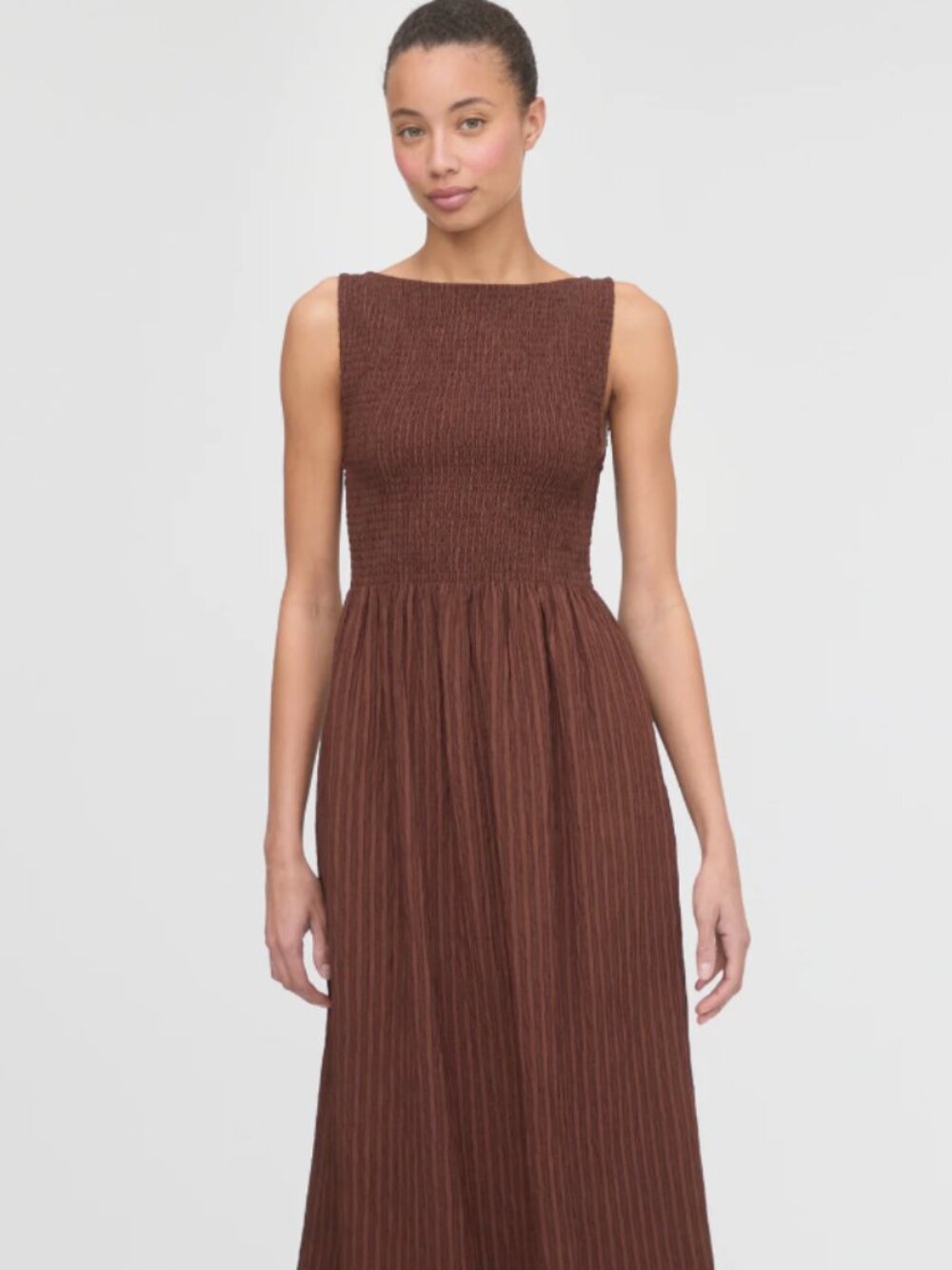 Hill House Dress | Cosima Nap Dress in Chocolate Brown Seersucker